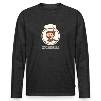 Kitchens Bull Cook - Men's Premium Organic Long Sleeve Shirt - heather anthracite - Front - Nico (187cm)