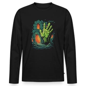 La main zombie du donjon - T-shirt manches longues Premium bio Homme - noir - Devant - Nico (187cm)