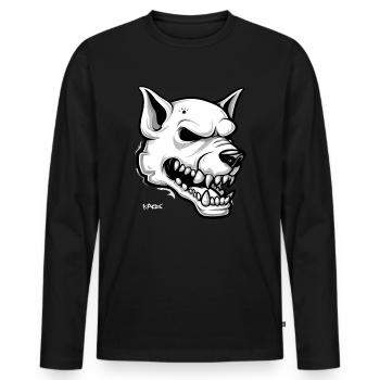 Crâne de chien blanc Crâne - T-shirt manches longues Premium bio Homme - noir - Devant - Nico (187cm)