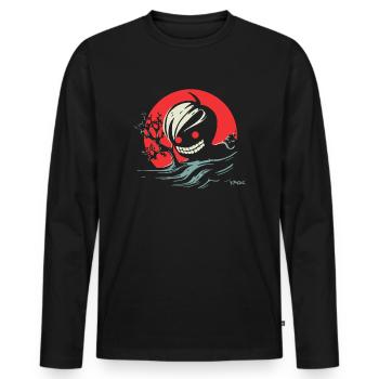 Creepy Horrible Kid for Horror Anime Fans - Men's Premium Organic Long Sleeve Shirt - black - Front - Nico (187cm)
