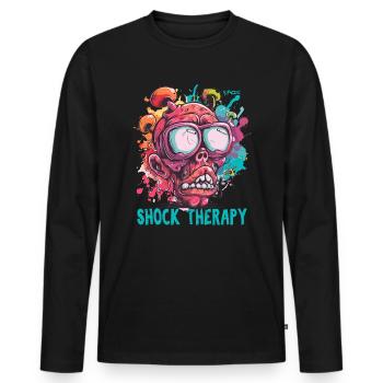 Thérapie de choc Crazy Guy Skull - T-shirt manches longues Premium bio Homme - noir - Devant - Nico (187cm)