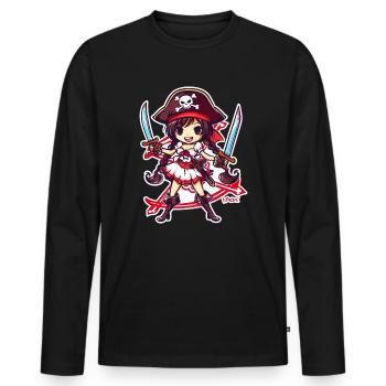 Anime Mädchen Piratin - Männer Premium Bio Langarmshirt - Schwarz - Vorne - Nico (187cm)
