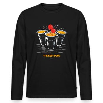 Le meilleur pong est le beer pong - T-shirt manches longues Premium bio Homme - noir - Devant - Nico (187cm)