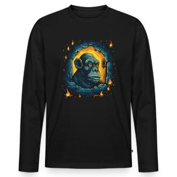 Die Nacht des sternen hellen Kerker-Affen - Männer Premium Bio Langarmshirt - Schwarz - Vorne - Nico (187cm)