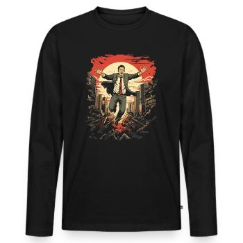 A crazy giant Japanese businessman - Men's Premium Organic Long Sleeve Shirt - black - Front - Nico (187cm)