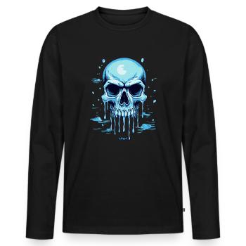 A blue melting skull - Men's Premium Organic Long Sleeve Shirt - black - Front - Nico (187cm)