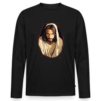 Le gars qui ressemble à Jésus en moi sort - T-shirt manches longues Premium bio Homme - noir - Devant - Nico (187cm)