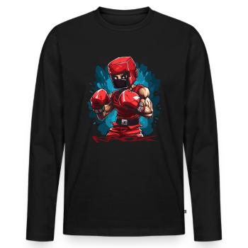 A Cubic Cartoon Pixel Boxer Boxing - Men's Premium Organic Long Sleeve Shirt - black - Front - Nico (187cm)