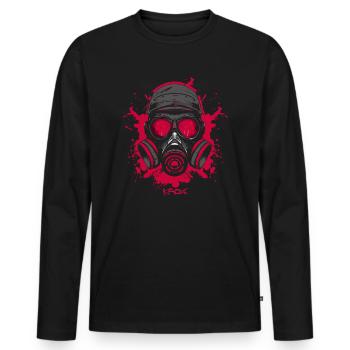 Rote Gasmaske - Männer Premium Bio Langarmshirt - Schwarz - Vorne - Nico (187cm)
