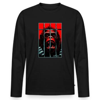 Befreie den Schimpansen Affen - Männer Premium Bio Langarmshirt - Schwarz - Vorne - Nico (187cm)