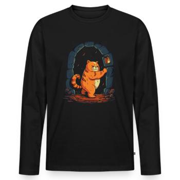 The roundish, thick red dungeon tomcat, the cat - Men's Premium Organic Long Sleeve Shirt - black - Front - Nico (187cm)