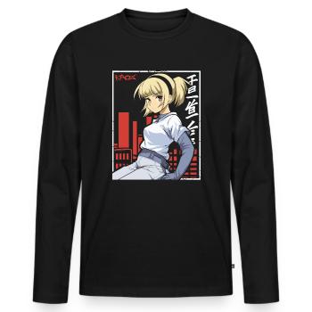 Cute Cyber City Anime Girl - Men's Premium Organic Long Sleeve Shirt - black - Front - Nico (187cm)