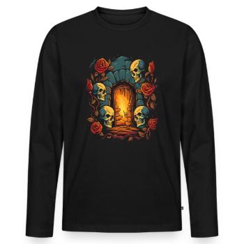 The Dark Dungeon Love: Skulls and Roses - Men's Premium Organic Long Sleeve Shirt - black - Front - Nico (187cm)