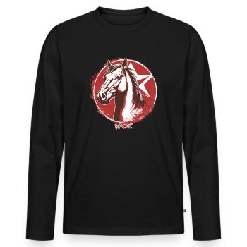 Großer Stern Propaganda Pferd - Männer Premium Bio Langarmshirt - Schwarz - Vorne - Nico (187cm)