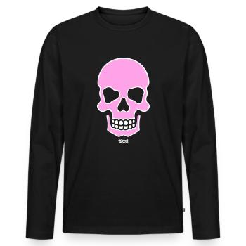 Un crâne rose souriant crâne - T-shirt manches longues Premium bio Homme - noir - Devant - Nico (187cm)