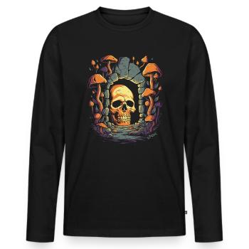 Le crâne de l’ancien donjon des champignons - T-shirt manches longues Premium bio Homme - noir - Devant - Nico (187cm)