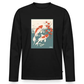 Parodie japanisches Werbeplakat Koi-Fisch - Männer Premium Bio Langarmshirt - Schwarz - Vorne - Nico (187cm)