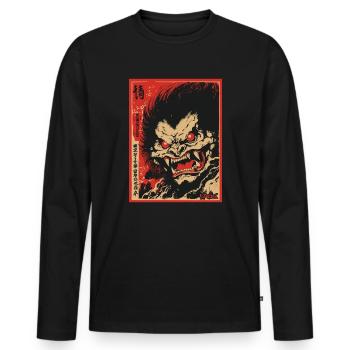 Parodie japanischer Yokai-Fantasy-Film - Männer Premium Bio Langarmshirt - Schwarz - Vorne - Nico (187cm)