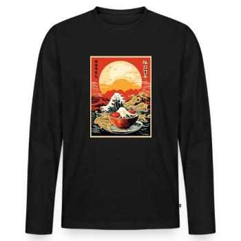 Parody Japanese Poster: Kanagawa Wave Sushi - Men's Premium Organic Long Sleeve Shirt - black - Front - Nico (187cm)