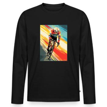 Art moderne Rayures colorées et rues Cyclisme - T-shirt manches longues Premium bio Homme - noir - Devant - Nico (187cm)