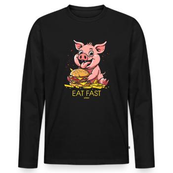 Restauration rapide : burgers de restauration rapide, frites, porc - T-shirt manches longues Premium bio Homme - noir - Devant - Nico (187cm)