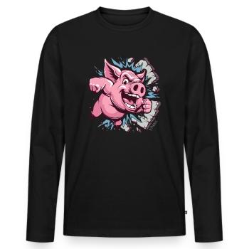 Une action qui brise l'âme et les murs - T-shirt manches longues Premium bio Homme - noir - Devant - Nico (187cm)