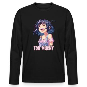 Trop? Fille animée qui rit - T-shirt manches longues Premium bio Homme - noir - Devant - Nico (187cm)