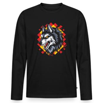 Le grand méchant motif à carreaux loup - T-shirt manches longues Premium bio Homme - noir - Devant - Nico (187cm)