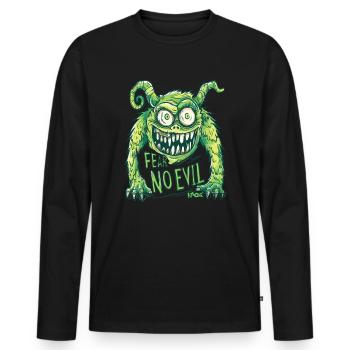 Fear No Evil: Funny Cartoon Monster - Men's Premium Organic Long Sleeve Shirt - black - Front - Nico (187cm)