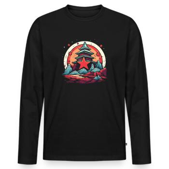 A shrine of stone and stars in Japan - Men's Premium Organic Long Sleeve Shirt - black - Front - Nico (187cm)