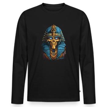 Pharaon égyptien super cool et funky - T-shirt manches longues Premium bio Homme - noir - Devant - Nico (187cm)