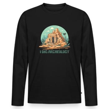 Ich liebe Archäologie - Männer Premium Bio Langarmshirt - Schwarz - Vorne - Nico (187cm)