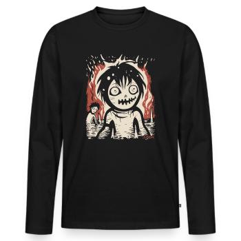Willkommen im Horror Platz, demotivierend positiv - Männer Premium Bio Langarmshirt - Schwarz - Vorne - Nico (187cm)