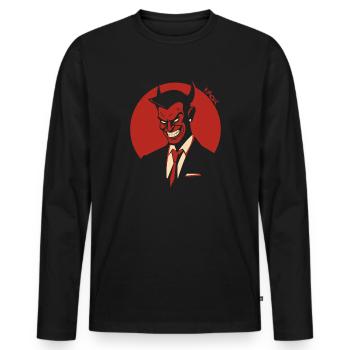 Satan Devil: A Logo of an Evil Corporation - Men's Premium Organic Long Sleeve Shirt - black - Front - Nico (187cm)
