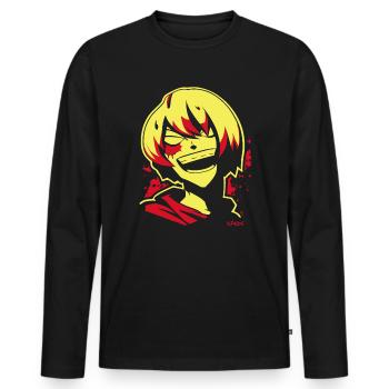 Rire doux-amer : Crazy Evil Anime Girl - T-shirt manches longues Premium bio Homme - noir - Devant - Nico (187cm)