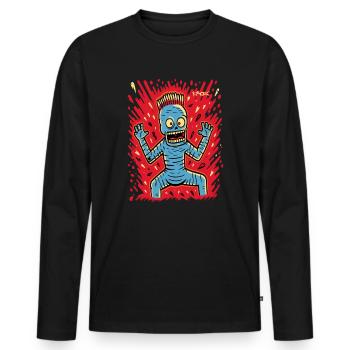 Crazy Funny Cartoon Pop Art with Skeleton - Men's Premium Organic Long Sleeve Shirt - black - Front - Nico (187cm)