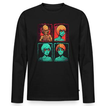 Einfach ein cooler Horror-Cartoon - Männer Premium Bio Langarmshirt - Schwarz - Vorne - Nico (187cm)