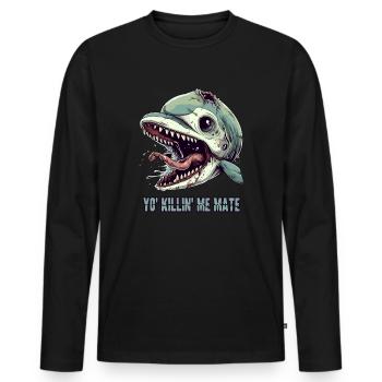 Plainte du dauphin zombie - T-shirt manches longues Premium bio Homme - noir - Devant - Nico (187cm)