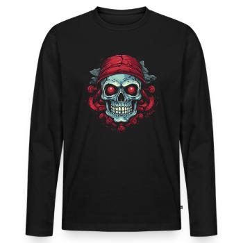 Roses Pirate Skull - T-shirt manches longues Premium bio Homme - noir - Devant - Nico (187cm)