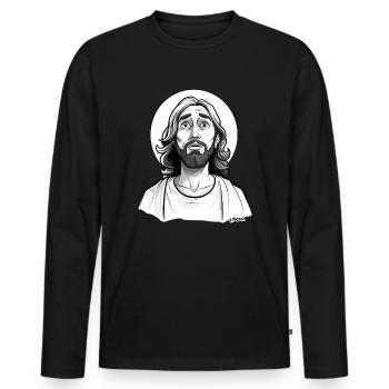 Huch Jesus-ähnlichen Kerl mit Heiligenschein - Männer Premium Bio Langarmshirt - Schwarz - Vorne - Nico (187cm)
