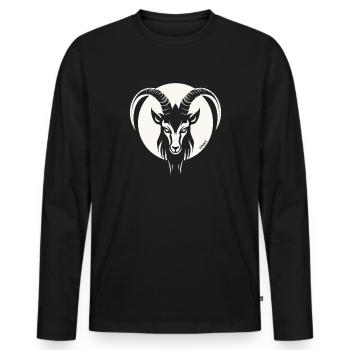 Das Motiv eines Ziegenbock, eine Ziege - Männer Premium Bio Langarmshirt - Schwarz - Vorne - Nico (187cm)