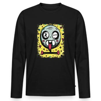 Sketch with hearts, crosses and skull - Men's Premium Organic Long Sleeve Shirt - black - Front - Nico (187cm)