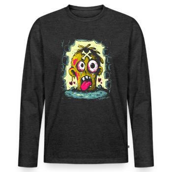 Beschütze den Eingang zur Kerker Zombie Pirat - Männer Premium Bio Langarmshirt - Anthrazit meliert - Vorne - Nico (187cm)