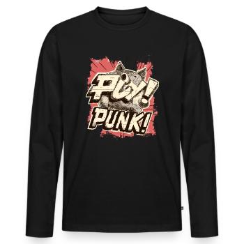Cartoon Punk Pig - Men's Premium Organic Long Sleeve Shirt - black - Front - Nico (187cm)