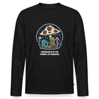 Mittlerweile im magischen Wald der Pilze - Männer Premium Bio Langarmshirt - Schwarz - Vorne - Nico (187cm)