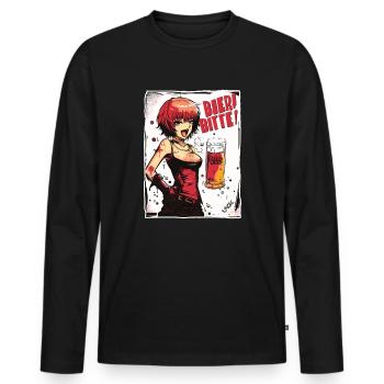 Bière Tente Punk Anime Girl, Bière S’il Vous Plaît - T-shirt manches longues Premium bio Homme - noir - Devant - Nico (187cm)