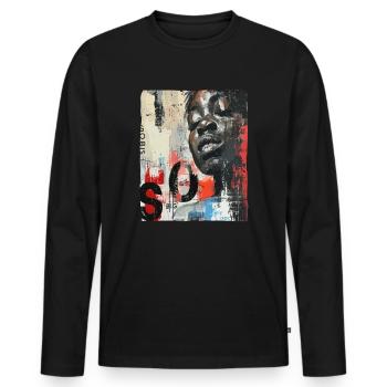 Peinture murale d’art de rue africain - T-shirt manches longues Premium bio Homme - noir - Devant - Nico (187cm)