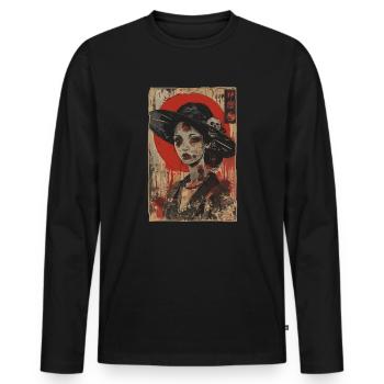 Zombiefied Zombie Elegance : une dame vintage - T-shirt manches longues Premium bio Homme - noir - Devant - Nico (187cm)