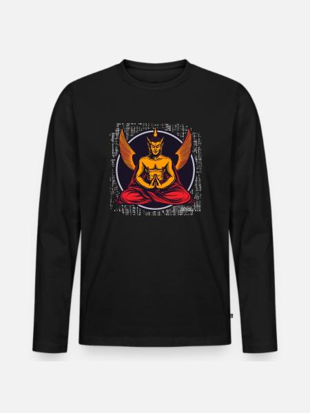 The Evil Side of the Buddha with Wings - Men's Premium Organic Long Sleeve Shirt - black