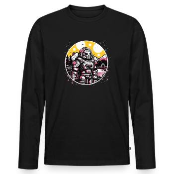 Beautiful nature and a robot knight - Men's Premium Organic Long Sleeve Shirt - black - Front - Nico (187cm)